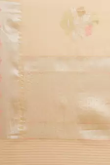 Beige cotton woven saree with blouse