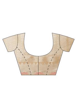 Beige cotton woven saree with blouse 5