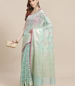 green cotton woven saree with blouse