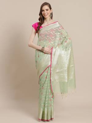 multicolor cotton woven saree with blouse 1