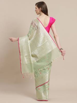 multicolor cotton woven saree with blouse 2
