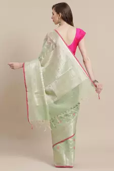multicolor cotton woven saree with blouse