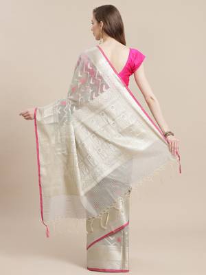 Grey cotton woven saree with blouse 2