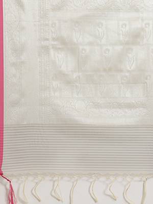 Grey cotton woven saree with blouse 4