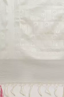 Grey cotton woven saree with blouse