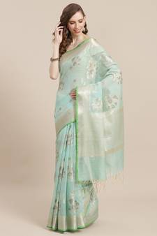 green cotton woven saree with blouse