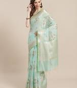 green cotton woven saree with blouse