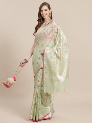 multicolor cotton woven saree with blouse 1