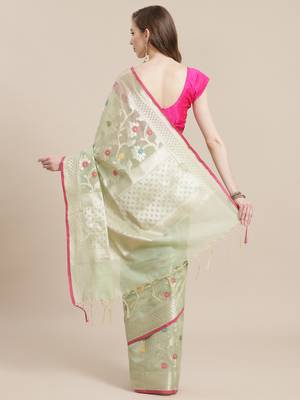 multicolor cotton woven saree with blouse 2