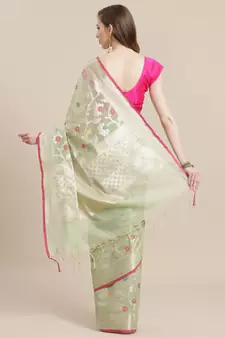 multicolor cotton woven saree with blouse