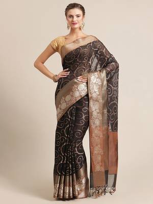 black cotton woven saree with blouse 1