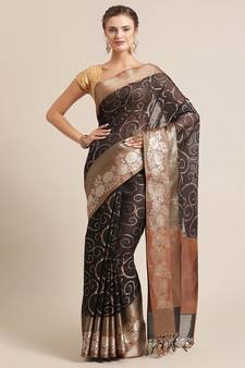 black cotton woven saree with blouse