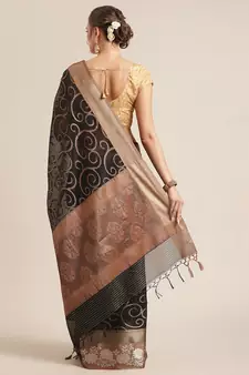 black cotton woven saree with blouse