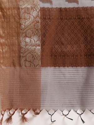 Grey cotton woven saree with blouse 5