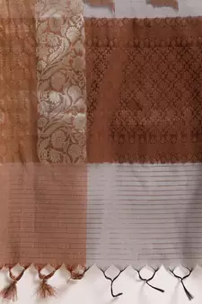 Grey cotton woven saree with blouse