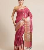 magenta cotton woven saree with blouse