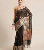 black cotton woven saree with blouse