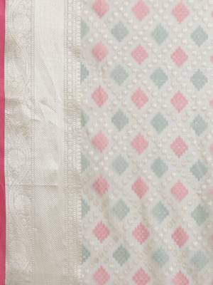 Grey cotton woven saree with blouse 3