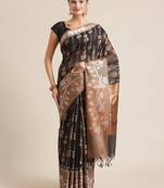 Black cotton woven saree with blouse