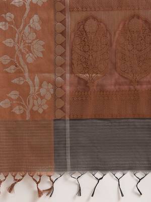 Black cotton woven saree with blouse 5
