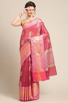 red silk woven saree with blouse