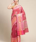 red silk woven saree with blouse