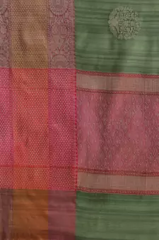 Green silk woven saree with blouse