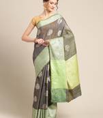 Grey silk woven saree with blouse