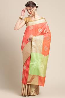 red silk woven saree with blouse