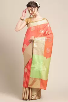 red silk woven saree with blouse