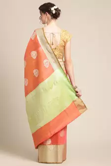 red silk woven saree with blouse