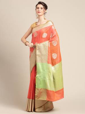 red silk woven saree with blouse 3