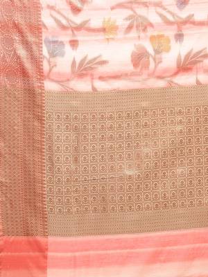 Pink silk woven saree with blouse 5