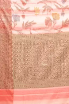 Pink silk woven saree with blouse