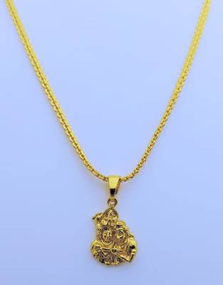 Lord Radha krishna Pendent with Gold Plated Chain for Women & Girls 3