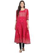 G COLLECTION magenta  printed cotton cotton-kurtis