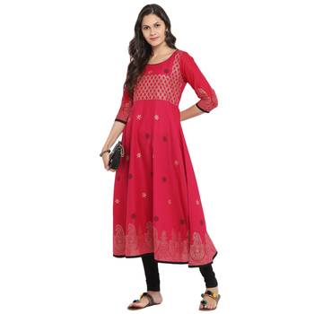  magenta  printed cotton cotton-kurtis 2