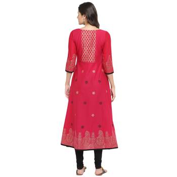  magenta  printed cotton cotton-kurtis 3