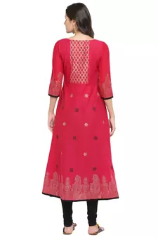  magenta  printed cotton cotton-kurtis