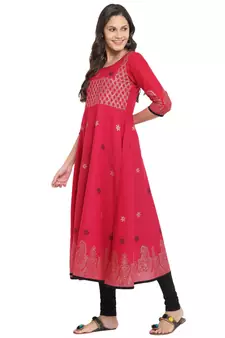  magenta  printed cotton cotton-kurtis
