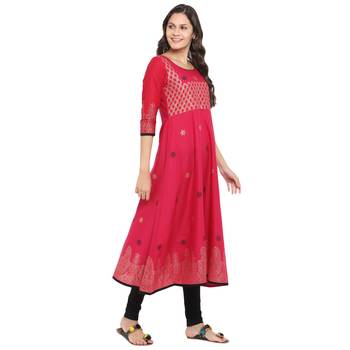  magenta  printed cotton cotton-kurtis 5