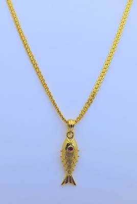 Fish Pendent with Gold Plated Chain for Women & Girls 2