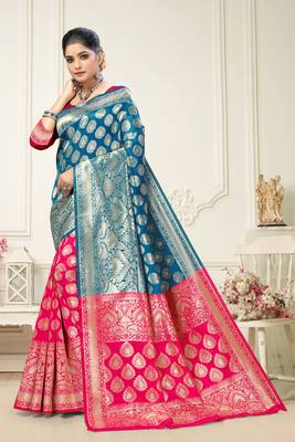 Rama Green Art  Silk Woven  Saree With Blouse 1