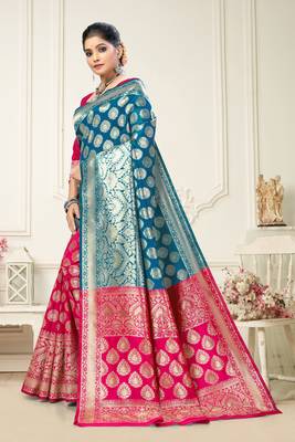 Rama Green Art  Silk Woven  Saree With Blouse 2