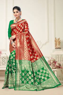 Red Art Silk Woven  Saree With Blouse 1