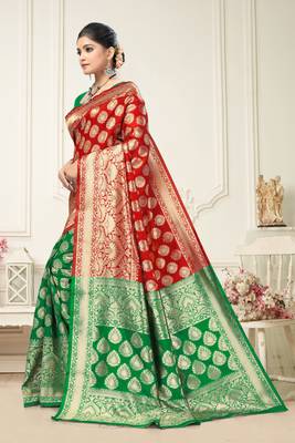 Red Art Silk Woven  Saree With Blouse 2