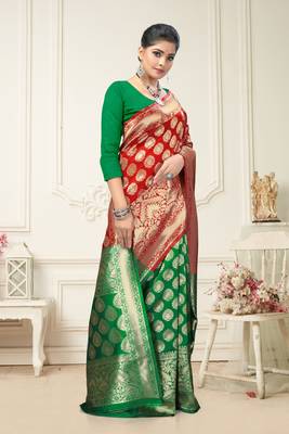 Red Art Silk Woven  Saree With Blouse 3