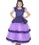 Blue plain polyester kids-girl-gowns