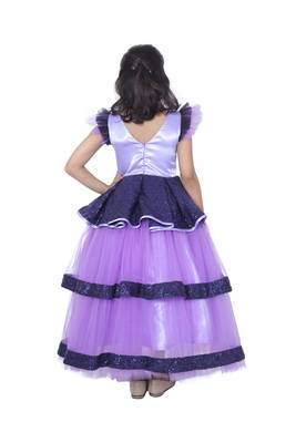 Blue plain polyester kids-girl-gowns 2