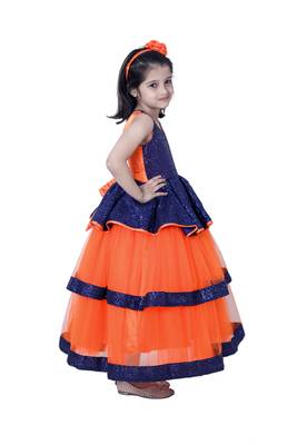 polyester blue sleeveless plain stitched   Dress 3